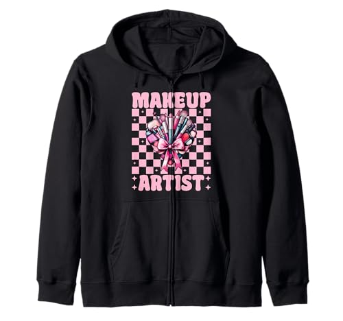 Visagistin MUA Girl Mom Coquette Bow Kapuzenjacke Visagistin MUA Girl Mom Coquette Bow Kapuzenjacke von Womens Pink Coquette Bow MUA Beautician Gifts