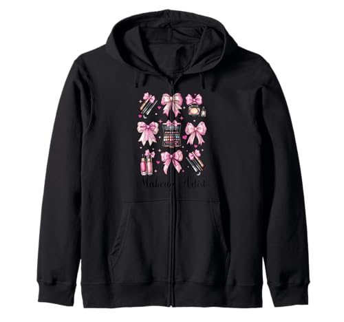 Visagistin MUA Girl Mom Coquette Bow Kapuzenjacke Visagistin MUA Girl Mom Coquette Bow Kapuzenjacke von Womens Pink Coquette Bow MUA Beautician Gifts