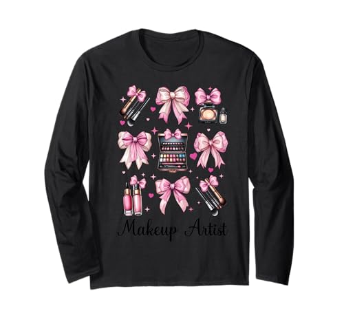Visagistin MUA Girl Mom Coquette Bow Langarmshirt von Womens Pink Coquette Bow MUA Beautician Gifts