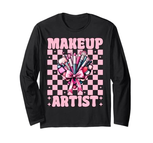 Visagistin MUA Girl Mom Coquette Bow Langarmshirt Visagistin MUA Girl Mom Coquette Bow Langarmshirt von Womens Pink Coquette Bow MUA Beautician Gifts
