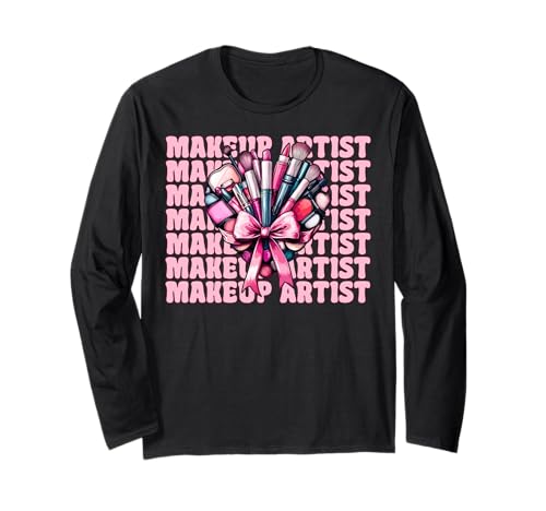 Visagistin MUA Girl Mom Coquette Bow Langarmshirt von Womens Pink Coquette Bow MUA Beautician Gifts