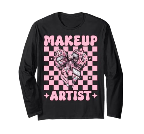 Visagistin MUA Girl Mom Coquette Bow Langarmshirt von Womens Pink Coquette Bow MUA Beautician Gifts