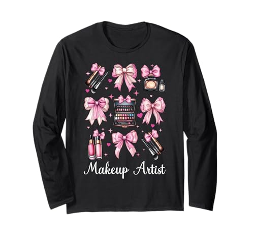Visagistin MUA Girl Mom Coquette Bow Langarmshirt Visagistin MUA Girl Mom Coquette Bow Langarmshirt von Womens Pink Coquette Bow MUA Beautician Gifts