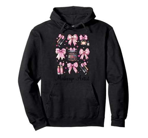 Visagistin MUA Girl Mom Coquette Bow Pullover Hoodie Visagistin MUA Girl Mom Coquette Bow Pullover Hoodie von Womens Pink Coquette Bow MUA Beautician Gifts