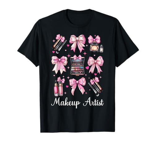 Visagistin MUA Girl Mom Coquette Bow T-Shirt Visagistin MUA Girl Mom Coquette Bow T-Shirt von Womens Pink Coquette Bow MUA Beautician Gifts