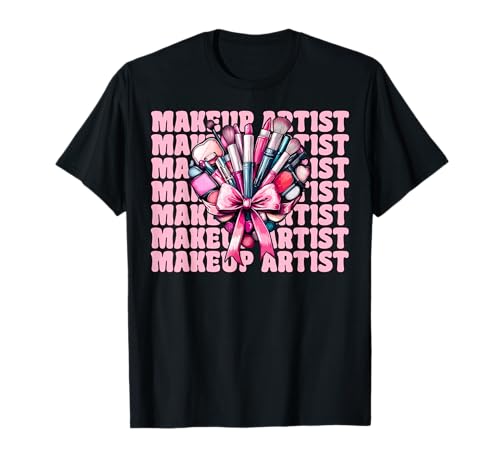 Visagistin MUA Girl Mom Coquette Bow T-Shirt von Womens Pink Coquette Bow MUA Beautician Gifts