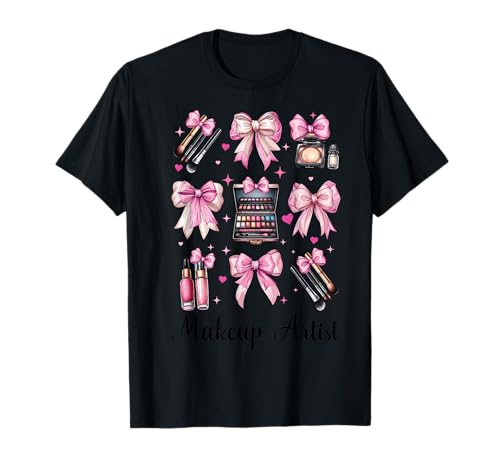 Visagistin MUA Girl Mom Coquette Bow T-Shirt Visagistin MUA Girl Mom Coquette Bow T-Shirt von Womens Pink Coquette Bow MUA Beautician Gifts