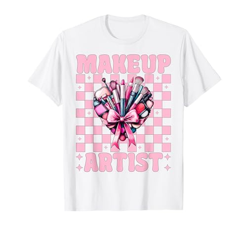 Visagistin MUA Girl Mom Coquette Bow T-Shirt von Womens Pink Coquette Bow MUA Beautician Gifts