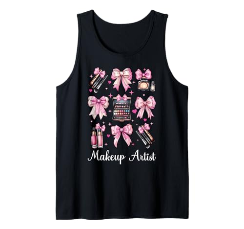 Visagistin MUA Girl Mom Coquette Bow Tank Top von Womens Pink Coquette Bow MUA Beautician Gifts