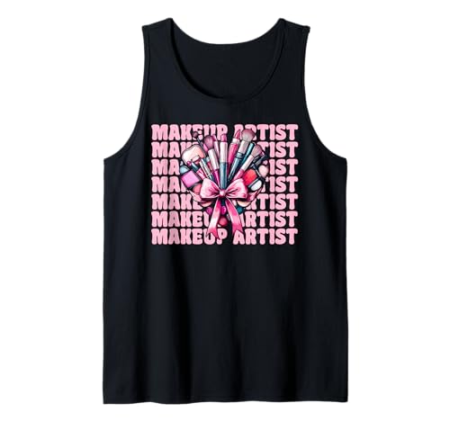 Visagistin MUA Girl Mom Coquette Bow Tank Top von Womens Pink Coquette Bow MUA Beautician Gifts
