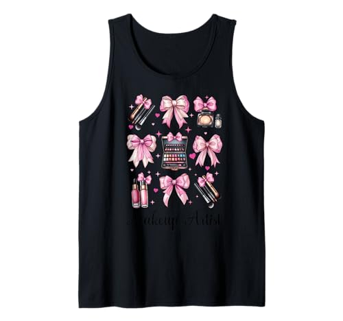 Visagistin MUA Girl Mom Coquette Bow Tank Top von Womens Pink Coquette Bow MUA Beautician Gifts