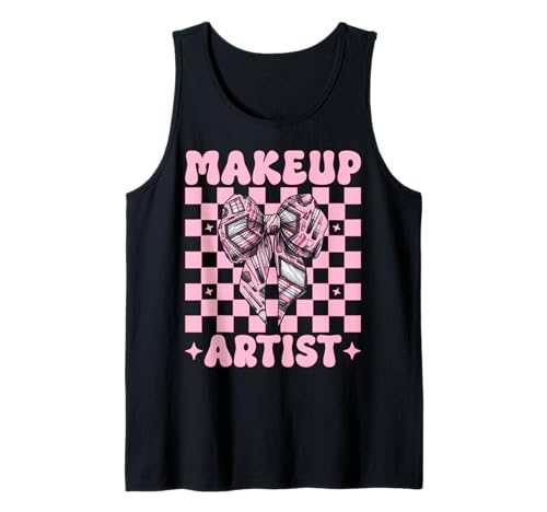 Visagistin MUA Girl Mom Coquette Bow Tank Top von Womens Pink Coquette Bow MUA Beautician Gifts