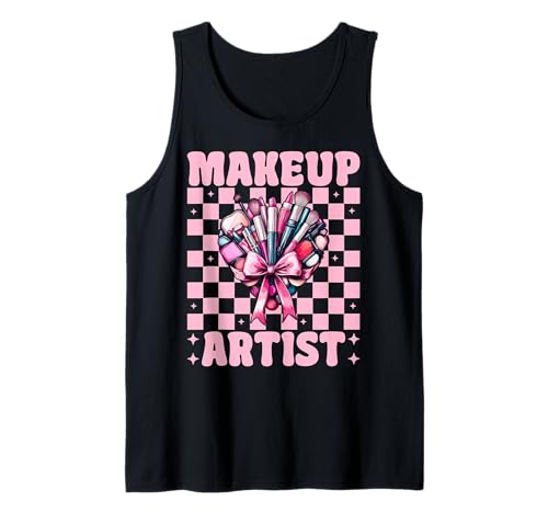 Visagistin MUA Girl Mom Coquette Bow Tank Top von Womens Pink Coquette Bow MUA Beautician Gifts