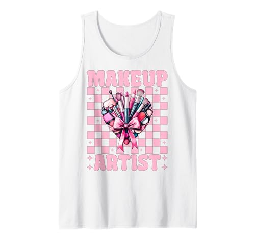 Visagistin MUA Girl Mom Coquette Bow Tank Top von Womens Pink Coquette Bow MUA Beautician Gifts