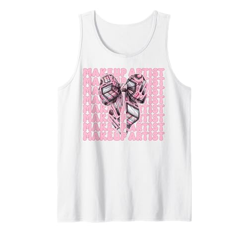Visagistin MUA Girl Mom Coquette Bow Tank Top von Womens Pink Coquette Bow MUA Beautician Gifts
