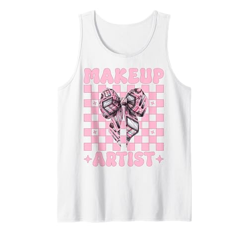 Visagistin MUA Girl Mom Coquette Bow Tank Top von Womens Pink Coquette Bow MUA Beautician Gifts