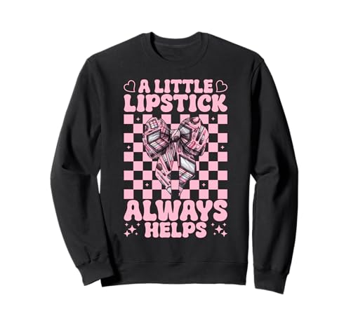 Visagistin MUA Girl Mom EIN Kleiner Lippenstift hilft Immer Sweatshirt von Womens Pink Coquette Bow MUA Beautician Gifts