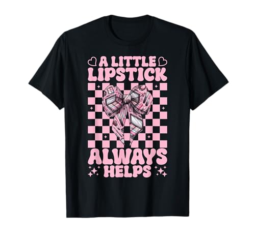 Visagistin MUA Girl Mom EIN Kleiner Lippenstift hilft Immer T-Shirt Visagistin MUA Girl Mom EIN Kleiner Lippenstift hilft Immer T-Shirt von Womens Pink Coquette Bow MUA Beautician Gifts