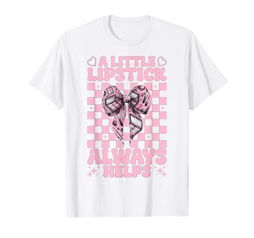 Visagistin MUA Girl Mom EIN Kleiner Lippenstift hilft Immer T-Shirt Visagistin MUA Girl Mom EIN Kleiner Lippenstift hilft Immer T-Shirt von Womens Pink Coquette Bow MUA Beautician Gifts