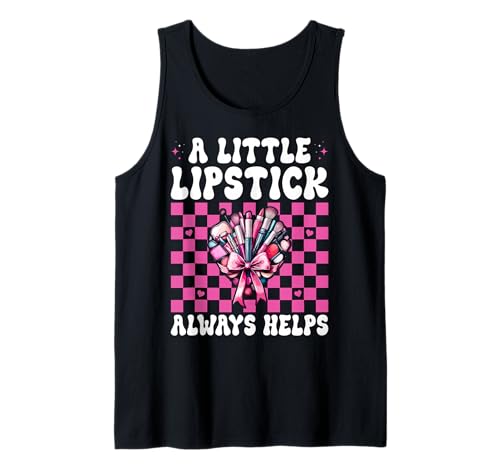 Visagistin MUA Girl Mom EIN Kleiner Lippenstift hilft Immer Tank Top von Womens Pink Coquette Bow MUA Beautician Gifts