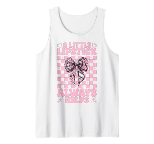 Visagistin MUA Girl Mom EIN Kleiner Lippenstift hilft Immer Tank Top von Womens Pink Coquette Bow MUA Beautician Gifts