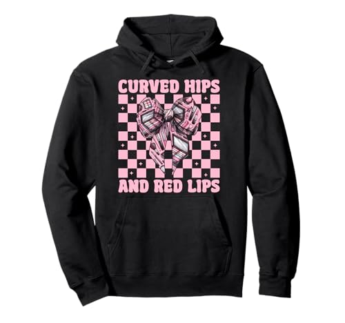 Visagistin MUA Girl Mom Kokette geschwungene Hüften und rote Lippen Pullover Hoodie von Womens Pink Coquette Bow MUA Beautician Gifts