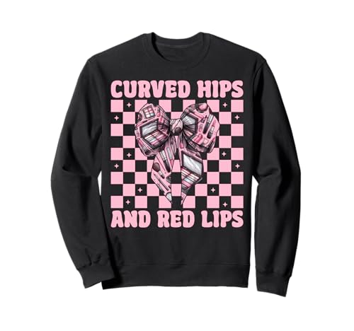 Visagistin MUA Girl Mom Kokette geschwungene Hüften und rote Lippen Sweatshirt von Womens Pink Coquette Bow MUA Beautician Gifts