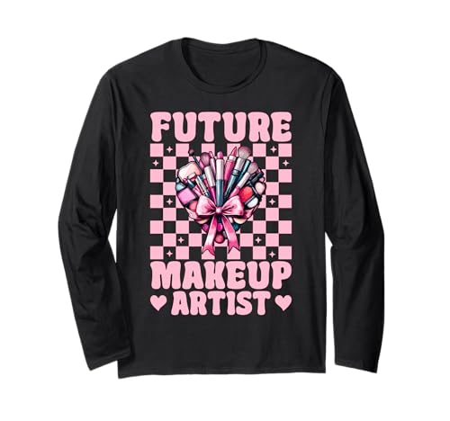 Zukünftige Visagistin MUA Girl Mom Coquette Bow Langarmshirt Zukünftige Visagistin MUA Girl Mom Coquette Bow Langarmshirt von Womens Pink Coquette Bow MUA Beautician Gifts