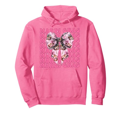 Karnevalsmaske Mädchen Kokette Schleife Rosa Band Pullover Hoodie von Womens Pink Coquette Bow Mardi Gras Carnival Gifts