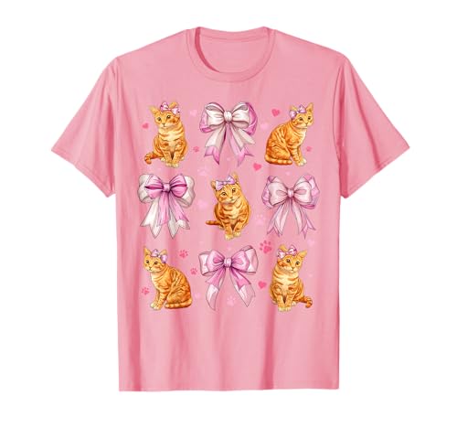 Orange Katze Orange Tabby Girl Kokette Schleife Rosa Mama T-Shirt Orange Katze Orange Tabby Girl Kokette Schleife Rosa Mama T-Shirt von Womens Pink Coquette Bow Orange Cat Pet Gifts