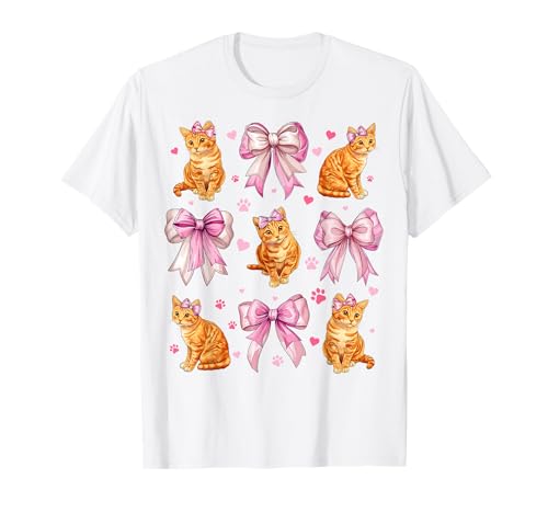 Orange Katze Orange Tabby Girl Kokette Schleife Rosa Mama T-Shirt Orange Katze Orange Tabby Girl Kokette Schleife Rosa Mama T-Shirt von Womens Pink Coquette Bow Orange Cat Pet Gifts
