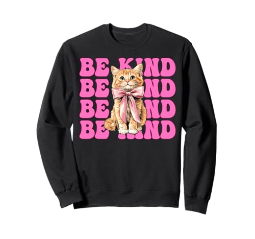 Be Kind Orange Cat Tabby Cat Girl Cat Mama Kokette Bogen Sweatshirt von Womens Pink Coquette Bow Orange Tabby Cat Gifts