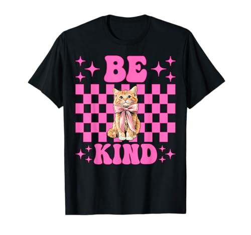 Be Kind Orange Cat Tabby Cat Girl Cat Mama Kokette Bogen T-Shirt von Womens Pink Coquette Bow Orange Tabby Cat Gifts