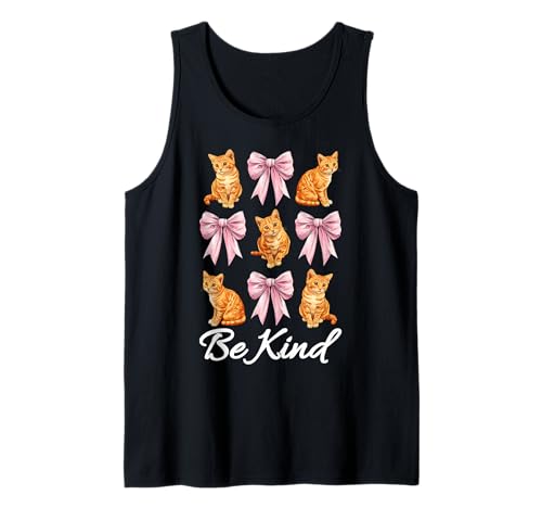 Be Kind Orange Cat Tabby Cat Girl Cat Mama Kokette Bogen Tank Top von Womens Pink Coquette Bow Orange Tabby Cat Gifts