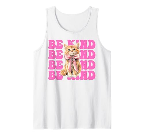 Be Kind Orange Cat Tabby Cat Girl Cat Mama Kokette Bogen Tank Top von Womens Pink Coquette Bow Orange Tabby Cat Gifts