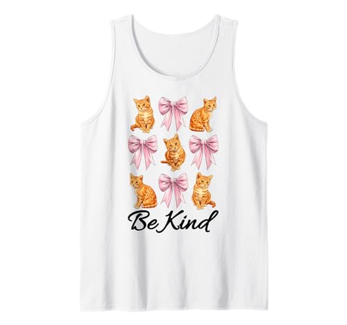 Be Kind Orange Cat Tabby Cat Girl Cat Mama Kokette Bogen Tank Top von Womens Pink Coquette Bow Orange Tabby Cat Gifts