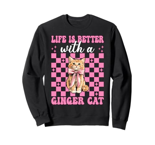 Das Leben ist Besser mit Einer Ginger Cat Orange Cat Tabby Cat Girl Sweatshirt von Womens Pink Coquette Bow Orange Tabby Cat Gifts