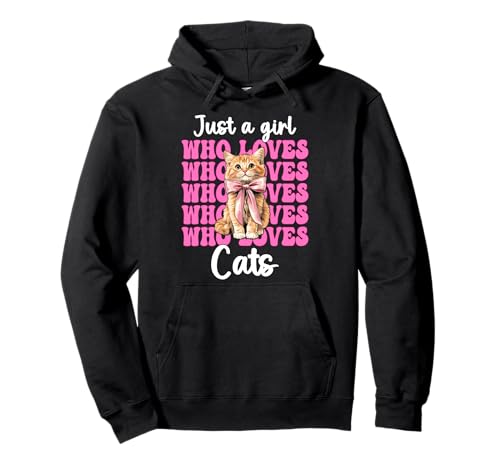 Nur EIN Mädchen, das Katzen liebt Orange Cat Tabby Cat Coquette Bow Pullover Hoodie von Womens Pink Coquette Bow Orange Tabby Cat Gifts