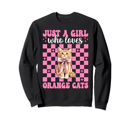 Nur EIN Mädchen, das Orange Cats liebt Tabby Cat Girl Coquette Sweatshirt von Womens Pink Coquette Bow Orange Tabby Cat Gifts
