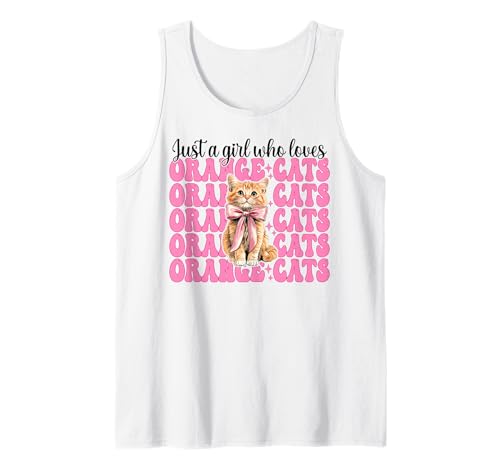 Nur EIN Mädchen, das Orange Cats liebt Tabby Cat Girl Coquette Tank Top von Womens Pink Coquette Bow Orange Tabby Cat Gifts