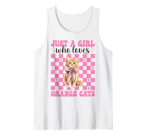 Nur EIN Mädchen, das Orange Cats liebt Tabby Cat Girl Coquette Tank Top von Womens Pink Coquette Bow Orange Tabby Cat Gifts