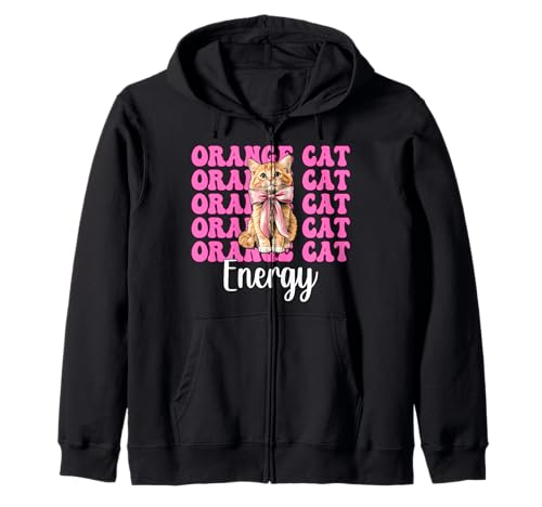 Orange Cat Energy Tabby Cat Girl Cat Mom Kokette Bogen Kapuzenjacke von Womens Pink Coquette Bow Orange Tabby Cat Gifts