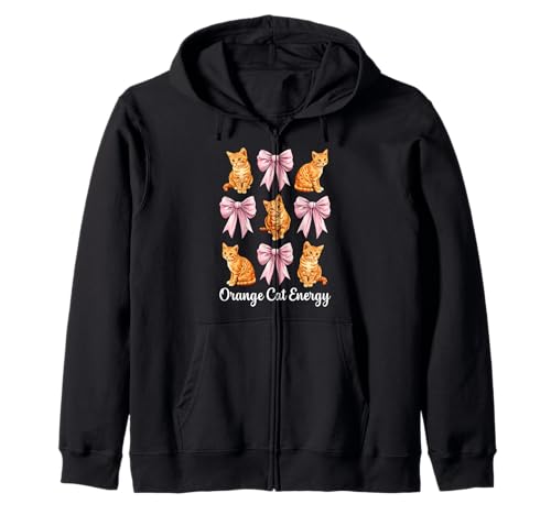 Orange Cat Energy Tabby Cat Girl Cat Mom Kokette Bogen Kapuzenjacke von Womens Pink Coquette Bow Orange Tabby Cat Gifts