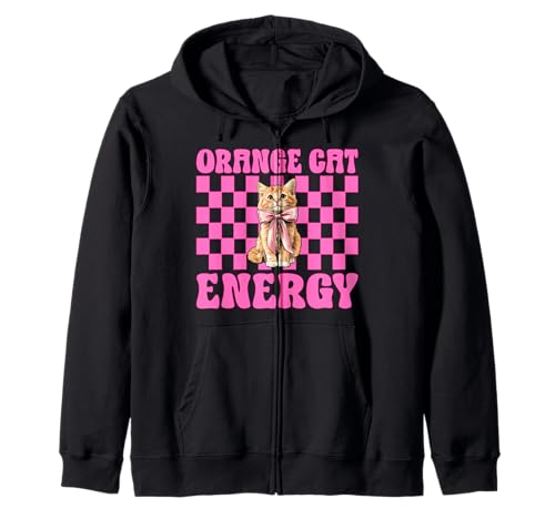 Orange Cat Energy Tabby Cat Girl Cat Mom Kokette Bogen Kapuzenjacke von Womens Pink Coquette Bow Orange Tabby Cat Gifts