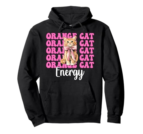 Orange Cat Energy Tabby Cat Girl Cat Mom Kokette Bogen Pullover Hoodie von Womens Pink Coquette Bow Orange Tabby Cat Gifts