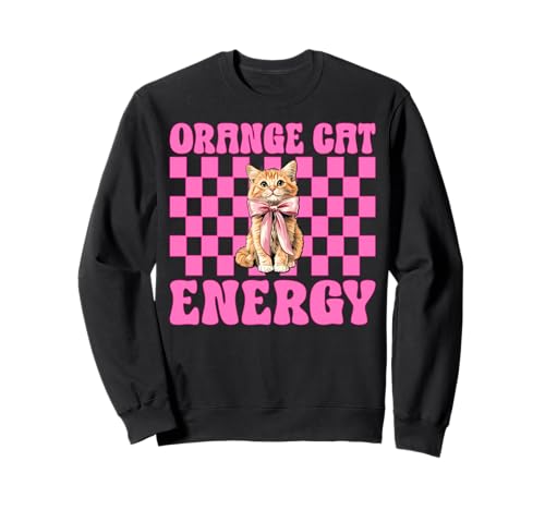 Orange Cat Energy Tabby Cat Girl Cat Mom Kokette Bogen Sweatshirt von Womens Pink Coquette Bow Orange Tabby Cat Gifts