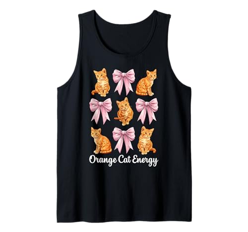 Orange Cat Energy Tabby Cat Girl Cat Mom Kokette Bogen Tank Top von Womens Pink Coquette Bow Orange Tabby Cat Gifts