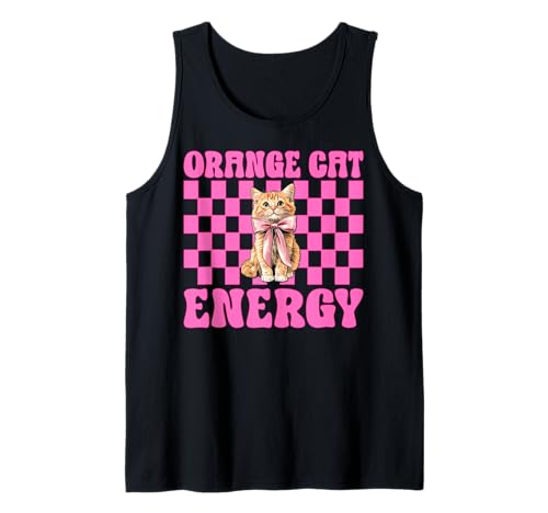 Orange Cat Energy Tabby Cat Girl Cat Mom Kokette Bogen Tank Top von Womens Pink Coquette Bow Orange Tabby Cat Gifts