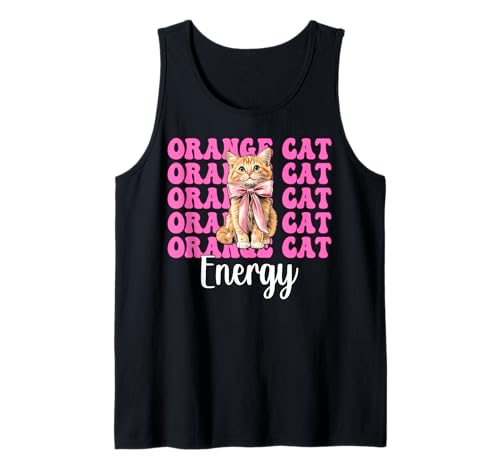 Orange Cat Energy Tabby Cat Girl Cat Mom Kokette Bogen Tank Top von Womens Pink Coquette Bow Orange Tabby Cat Gifts