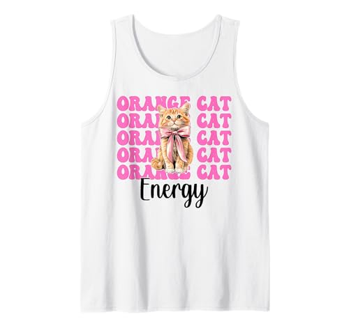 Orange Cat Energy Tabby Cat Girl Cat Mom Kokette Bogen Tank Top von Womens Pink Coquette Bow Orange Tabby Cat Gifts